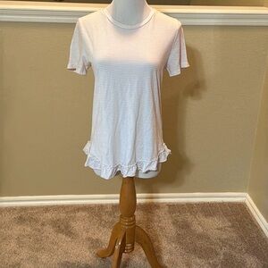 Women's White Ruffle Hem Top